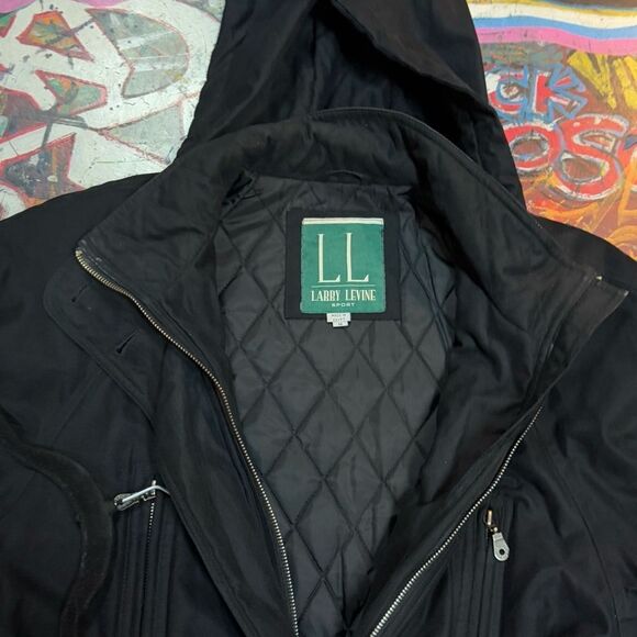 Y2K Larry Levine Black Utility Jacket – Quilted Lining, Zip & Button Closure (M) - Picture 5 of 9